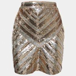 Elisabetta Franchi Pink Sequined Mini Skirt L