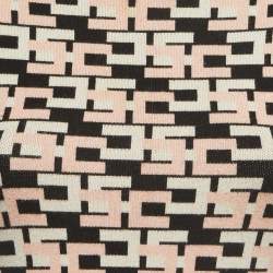 Pre Owned Elisabetta Franchi Black/Pink Logo Intarsia Knit Mini Dress S