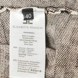 Pre Owned Elisabetta Franchi Black/Pink Logo Intarsia Knit Mini Dress S