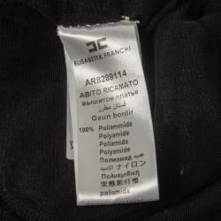 Pre Owned Elisabetta Franchi Black Striped Sequined Mesh Sleeveless Long Dress L