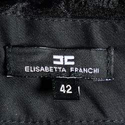 Elisabetta Franchi Black Cotton & Organza Trim Top M
