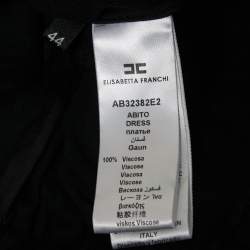 Pre Owned Elisabetta Franchi Black Crepe Lace Trimmed Maxi Dress M