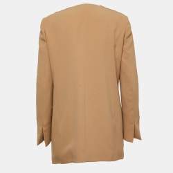 Elisabetta Franchi Tan Brown Crepe Open Blazer M