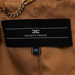 Elisabetta Franchi Tan Brown Crepe Open Blazer M