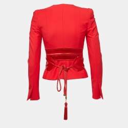 Elisabetta Franchi Red Stretch Crepe Tailored Jacket S