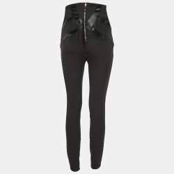 Pre Owned Elisabetta Franchi Black Stretch Crepe High Waist Skinny Trousers S