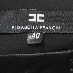 Pre Owned Elisabetta Franchi Black Stretch Crepe High Waist Skinny Trousers S