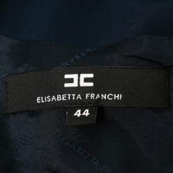 Pre Owned Elisabetta Franchi Navy Blue Crepe Peter Pan Collar Mini Dress M