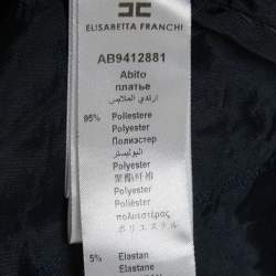 Pre Owned Elisabetta Franchi Navy Blue Crepe Peter Pan Collar Mini Dress M