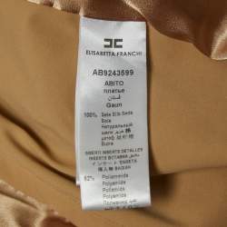 Elisabetta Franchi Beige/Brown Silk Corset Insert Ruched Strapless Mini Dress S