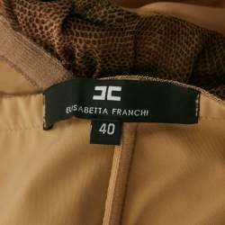 Elisabetta Franchi Beige/Brown Silk Corset Insert Ruched Strapless Mini Dress S