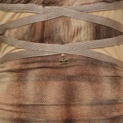Elisabetta Franchi Beige/Brown Silk Corset Insert Ruched Strapless Mini Dress S