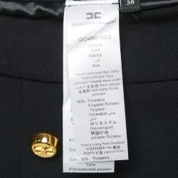 Elisabetta Franchi Black Crepe Logo Buttoned Mini Skirt S