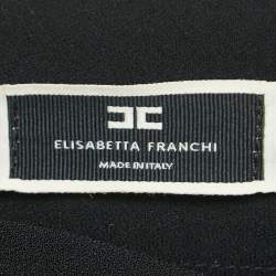 Elisabetta Franchi Black Crepe Logo Buttoned Mini Skirt S