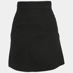 Elisabetta Franchi Black Crepe Logo Buttoned Mini Skirt S