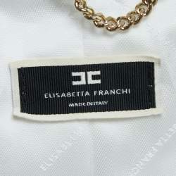  Elisabetta Franchi White Crepe Double Breasted Blazer S