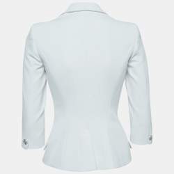  Elisabetta Franchi White Crepe Double Breasted Blazer S