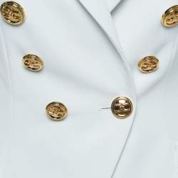  Elisabetta Franchi White Crepe Double Breasted Blazer S