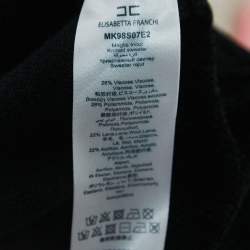 Pre Owned Elisabetta Franchi Black Knit Chain Embellished V-Neck Sweater S