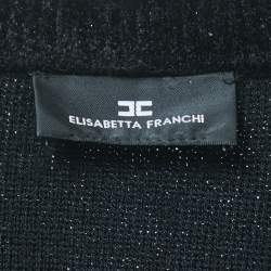 Pre Owned Elisabetta Franchi Black Knit Chain Embellished V-Neck Sweater S