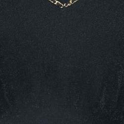 Pre Owned Elisabetta Franchi Black Knit Chain Embellished V-Neck Sweater S