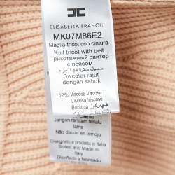 Elisabetta Franchi Light Pink Knit Belted Turtleneck Sweater M