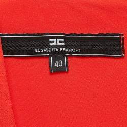 Pre Owned Elisabetta Franchi Orange Crepe Sleeveless Belted Mini Dress S