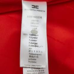 Pre Owned Elisabetta Franchi Orange Crepe Sleeveless Belted Mini Dress S