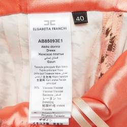 Pre Owned Elisabetta Franchi Light Pink Print Crepe Lace Trimmed Strappy Midi Dress S