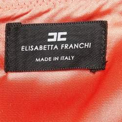 Pre Owned Elisabetta Franchi Light Pink Print Crepe Lace Trimmed Strappy Midi Dress S