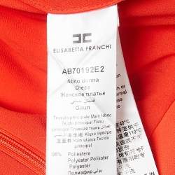 Pre Owned Elisabetta Franchi Orange Crepe Tiered Mini Dress S