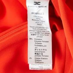 Pre Owned Elisabetta Franchi Orange Crepe Tiered Mini Dress S