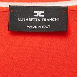 Pre Owned Elisabetta Franchi Orange Crepe Tiered Mini Dress S