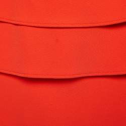 Pre Owned Elisabetta Franchi Orange Crepe Tiered Mini Dress S