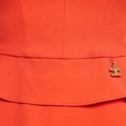 Pre Owned Elisabetta Franchi Orange Crepe Tiered Mini Dress S