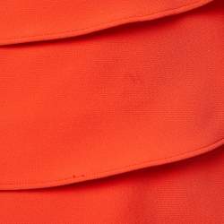 Pre Owned Elisabetta Franchi Orange Crepe Tiered Mini Dress S