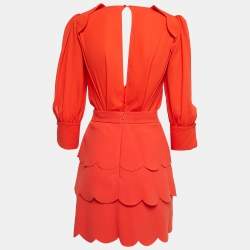 Pre Owned Elisabetta Franchi Orange Crepe Cutout Mini Dress S