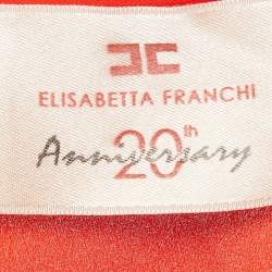 Pre Owned Elisabetta Franchi Orange Crepe Cutout Mini Dress S