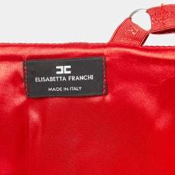 Pre Owned Elisabetta Franchi Red Crepe Chain Strap Fitted Short Dress M