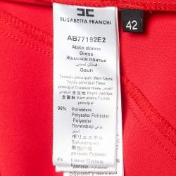 Pre Owned Elisabetta Franchi Red Crepe Chain Strap Fitted Short Dress M