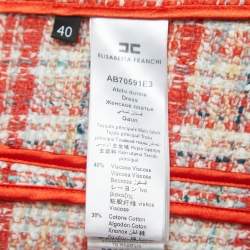 Pre Owned Elisabetta Franchi Red Tweed Zip Front Belted Sleeveless Mini Dress S