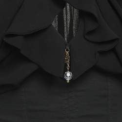 Pre Owned Elisabetta Franchi Black Cotton & Crepe Flare Fit Blouse S