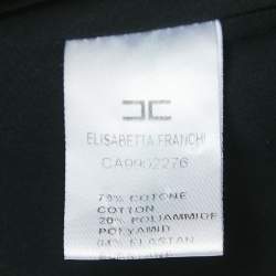 Pre Owned Elisabetta Franchi Black Cotton & Crepe Flare Fit Blouse S