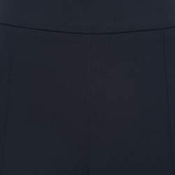 Elisabetta Franchi Navy Blue Crepe Flared High Waist Trousers M