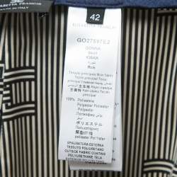 Pre Owned Elisabetta Franchi Navy Blue Faux Leather Belted Midi Skirt M