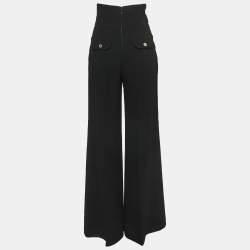 Pre Owned Elisabetta Franchi Black Crepe High Waist Wide Leg Trousers M