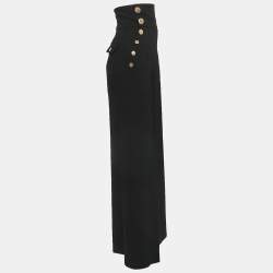 Pre Owned Elisabetta Franchi Black Crepe High Waist Wide Leg Trousers M
