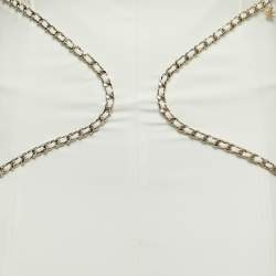 Pre Owned Elisabetta Franchi Off White Stretch Nylon Chain Detailed Skinny Fit Trousers M