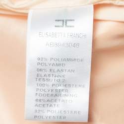 Pre Owned Elisabetta Franchi Orange Nylon Embellished Halter Neck Fringed Mini Dress S