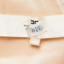 Pre Owned Elisabetta Franchi Orange Nylon Embellished Halter Neck Fringed Mini Dress S